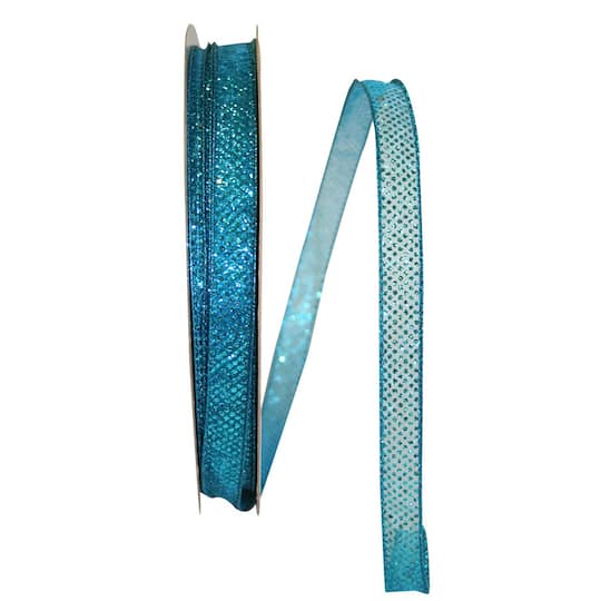 JAM Paper 5/8&#x22; Sheer Wired Glitter Dots Ribbon